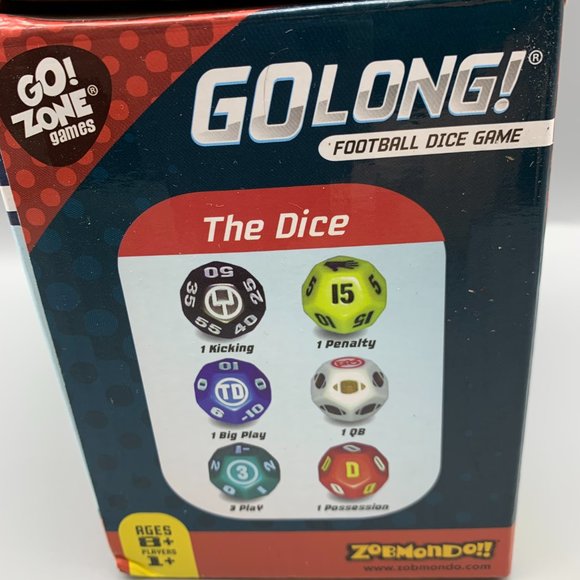 Go LOng! Football Dice Game Travel Edition Zobmondo 2012 Family Fun - Picture 4 of 11